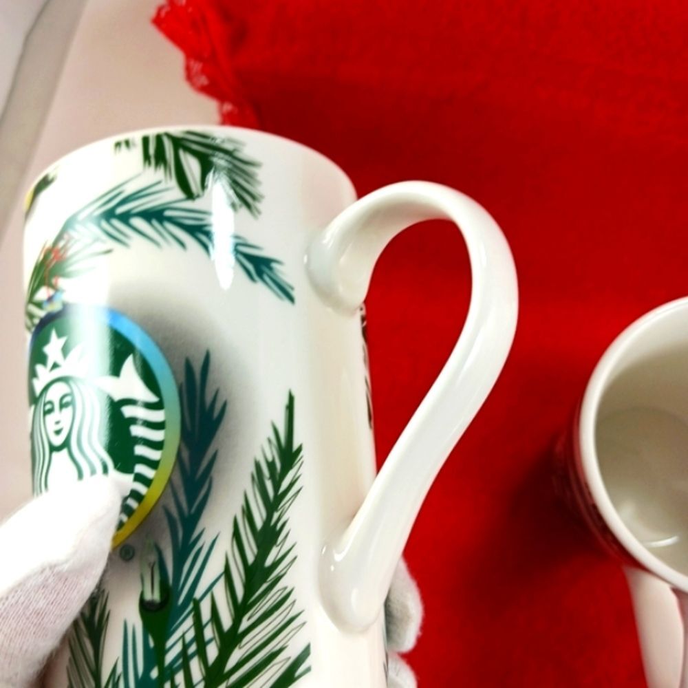 Starbucks 2020 Christmas New Bone China 11oz. Coffee Mug Set TWO MUGS - Picture 6 of 10